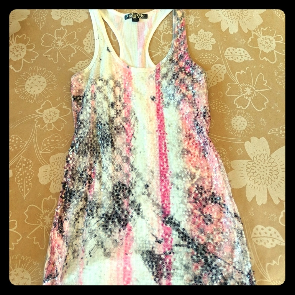 Small Guess Sequin Racerback Tank